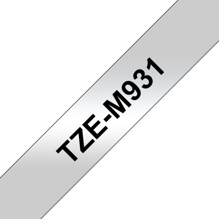 Brother Tape Black on Matt Silver 12mm